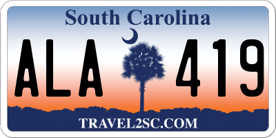 SC license plate ALA419