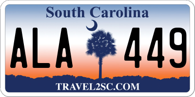 SC license plate ALA449