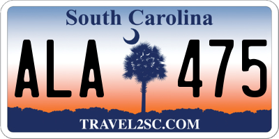 SC license plate ALA475