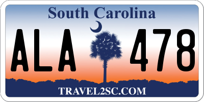 SC license plate ALA478