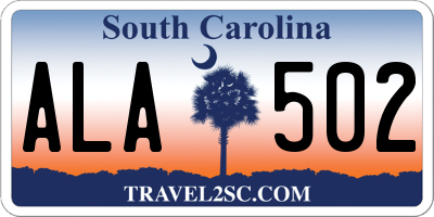 SC license plate ALA502