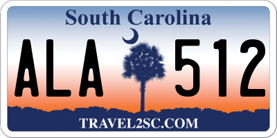SC license plate ALA512