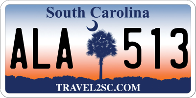 SC license plate ALA513