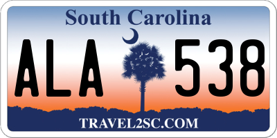SC license plate ALA538