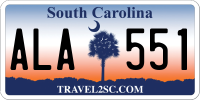 SC license plate ALA551