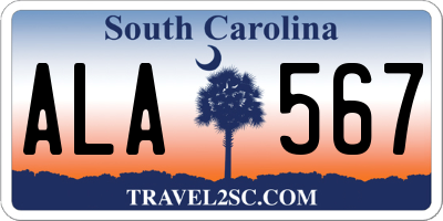 SC license plate ALA567