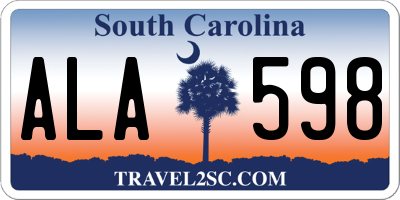 SC license plate ALA598