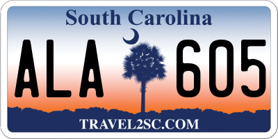 SC license plate ALA605