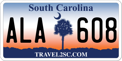 SC license plate ALA608