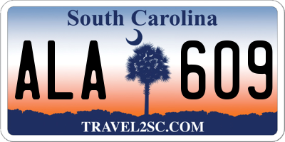SC license plate ALA609