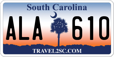 SC license plate ALA610
