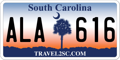 SC license plate ALA616
