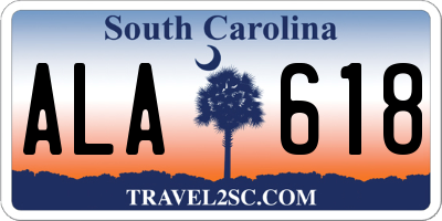 SC license plate ALA618