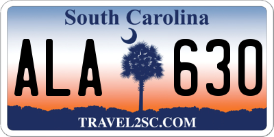 SC license plate ALA630