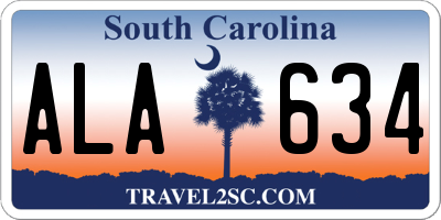 SC license plate ALA634