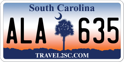SC license plate ALA635