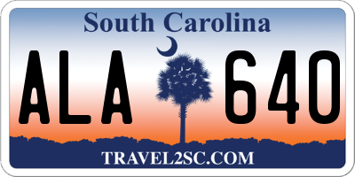 SC license plate ALA640