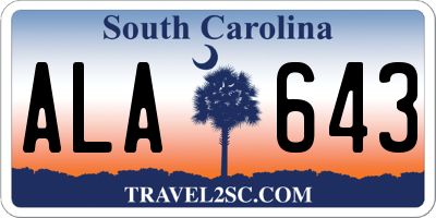 SC license plate ALA643