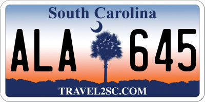 SC license plate ALA645