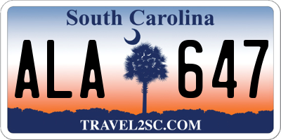 SC license plate ALA647
