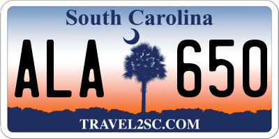 SC license plate ALA650