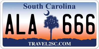 SC license plate ALA666