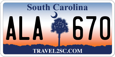 SC license plate ALA670