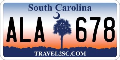 SC license plate ALA678