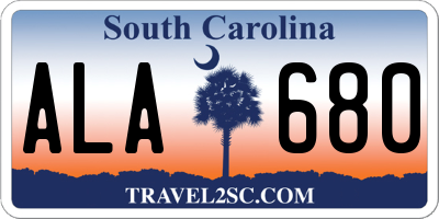 SC license plate ALA680