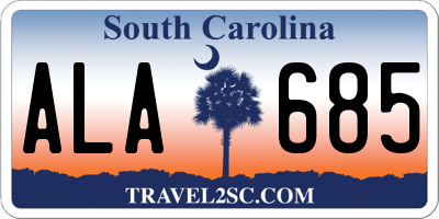 SC license plate ALA685