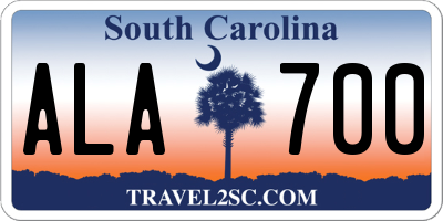 SC license plate ALA700