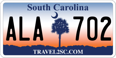 SC license plate ALA702