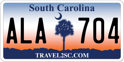 SC license plate ALA704