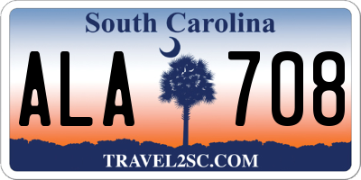 SC license plate ALA708
