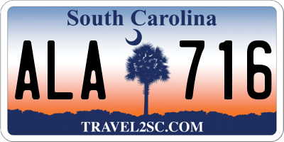 SC license plate ALA716