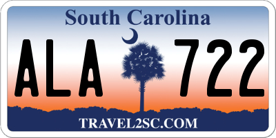 SC license plate ALA722