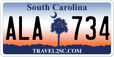 SC license plate ALA734