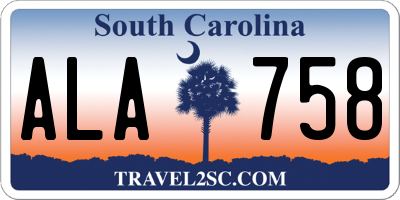 SC license plate ALA758
