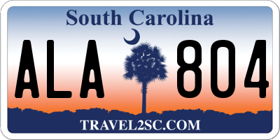 SC license plate ALA804