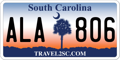 SC license plate ALA806