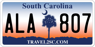 SC license plate ALA807