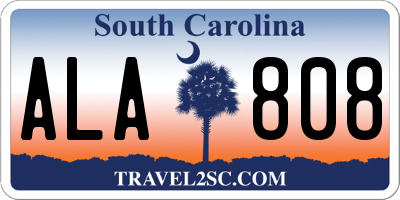 SC license plate ALA808