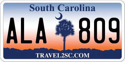 SC license plate ALA809