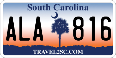 SC license plate ALA816