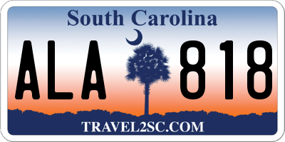 SC license plate ALA818