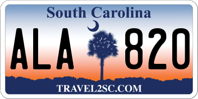 SC license plate ALA820