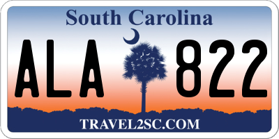 SC license plate ALA822