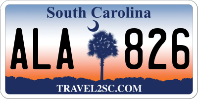 SC license plate ALA826