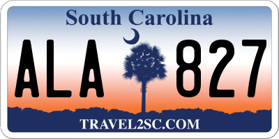 SC license plate ALA827