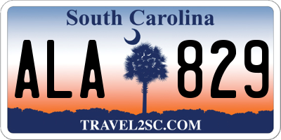 SC license plate ALA829